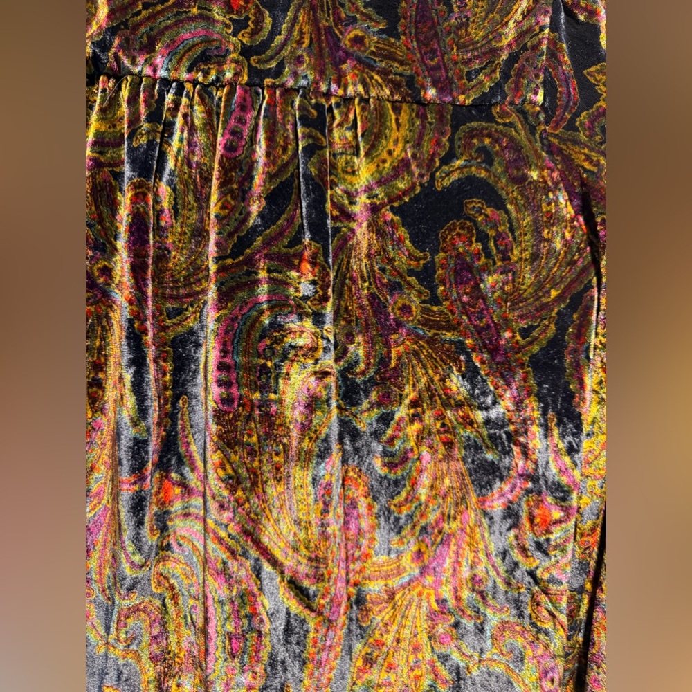Anthropology Multicolor Velvet Wrap Top - Picture 14 of 16